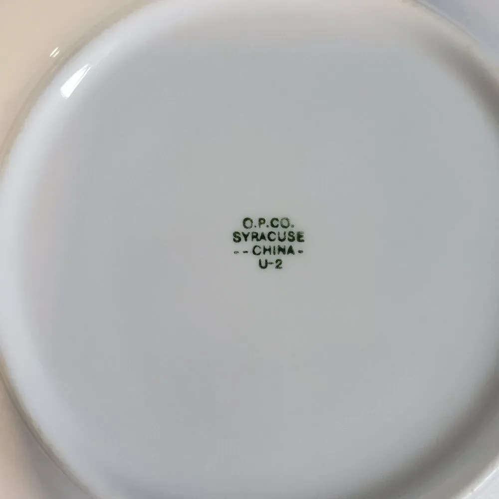 3 Vintage Restaurantware OPCo Syracuse China Green Banded Dessert Plates 7.25